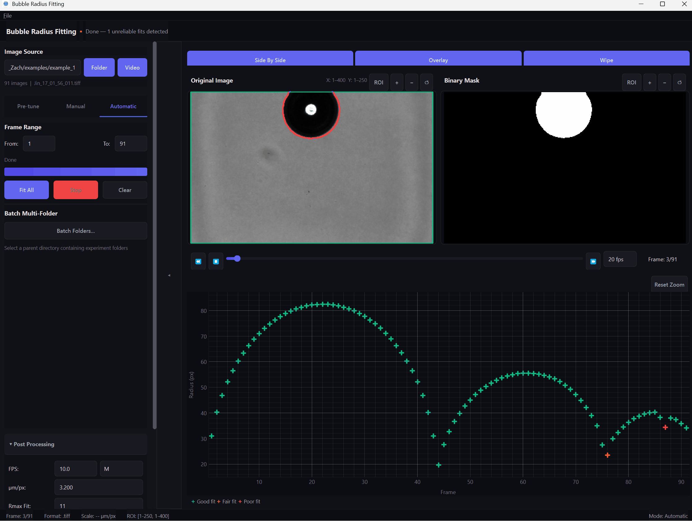 Bubble Radius Fitting GUI Demo